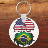 Brasiliens Flag "American USA Tree Roots" Schlüsselanhänger (Vorderseite)
