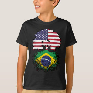 Brasiliens Flag "American USA Tree Roots" T-Shirt