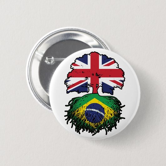 Brasiliens Flagge für britische britische Tree Roo Button (Vorne & Hinten)