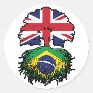 Brasiliens Flagge für britische britische Tree Roo Runder Aufkleber