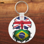 Brasiliens Flagge für britische britische Tree Roo Schlüsselanhänger (Rückseite)