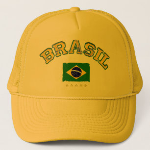 Brasiliens Flagge Fußballstil Truckerkappe