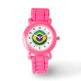 Brasiliens Flagge Rosa Glitzer-Strap Watch Armbanduhr