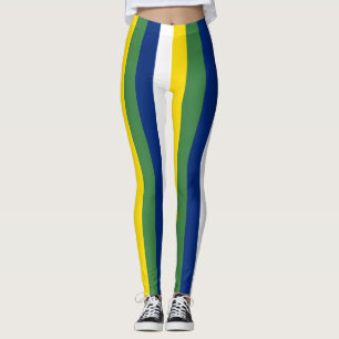 Brasiliens Nationale Flaggenfarben vertikal gestre Leggings