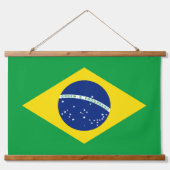 Brasiliens Nationalflagge Patriotische brasilianis Wandteppich Mit Holzrahmen (Vorne)