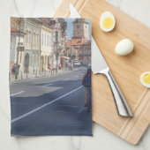 Brasov Stadtzentrum Straße View Teetuch Geschirrtuch (Viertel Falte)