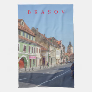Brasov Stadtzentrum Straße View Teetuch Geschirrtuch
