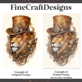 Brass & Kupfer Chic Steampunk Lion E1L Decoupage Seidenpapier
