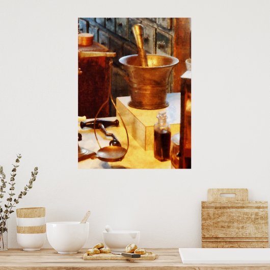 Brass Mortar und Pestle Poster (Küche)
