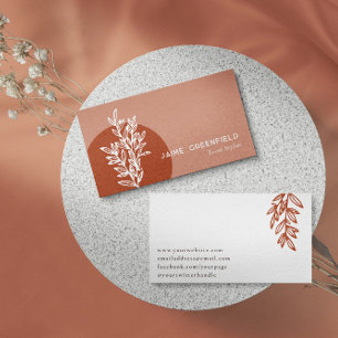 Brass & Rust Green Line Art Business Card Visitenkarte