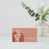 Brass & Rust Green Line Art Business Card Visitenkarte (Stehend Vorderseite)