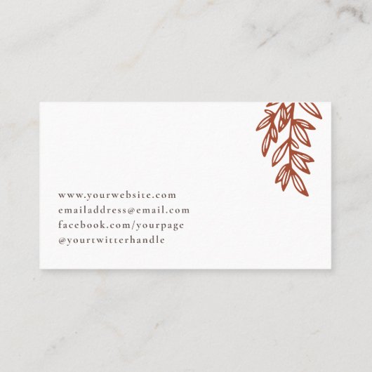 Brass & Rust Green Line Art Business Card Visitenkarte (Rückseite)