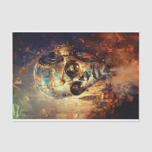 Brass Steampunk Robot Head, Gold DG3G Decoupage Seidenpapier (Vorderseite)