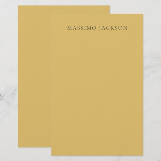 Brass Yellow Minimalist Plain Modern Aesthetic Briefpapier (Vorne/Hinten)
