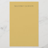 Brass Yellow Minimalist Plain Modern Aesthetic Briefpapier (Vorderseite)