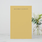 Brass Yellow Minimalist Plain Modern Aesthetic Briefpapier (Stehend Vorderseite)