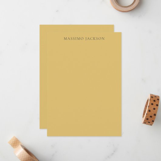 Brass Yellow Minimalist Plain Modern Aesthetic Mitteilungskarte (Vorderseite/Rückseite Beispiel)