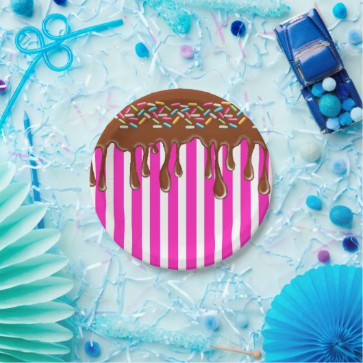 Bratenfettschokolade mit besprüht Papptellerrosa Pappteller (Party)