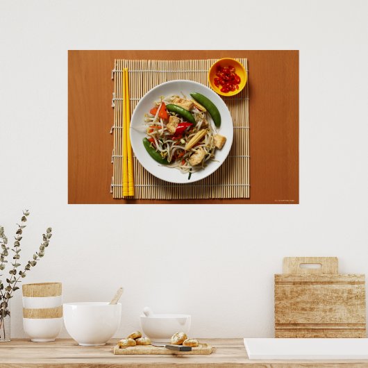 Bratgemüse mit Schüttelfrost in China rühren Poster (Küche)