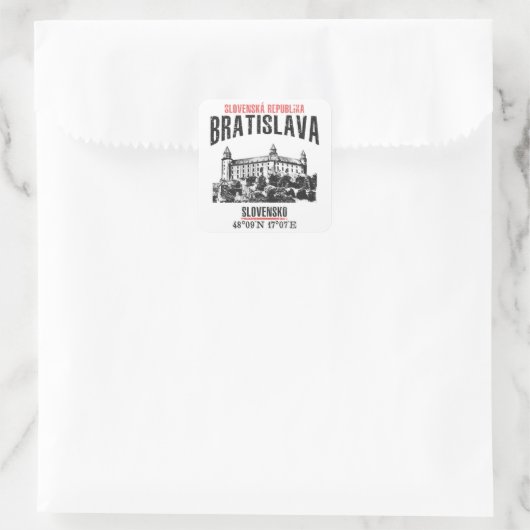 Bratislava Quadratischer Aufkleber (Tasche)