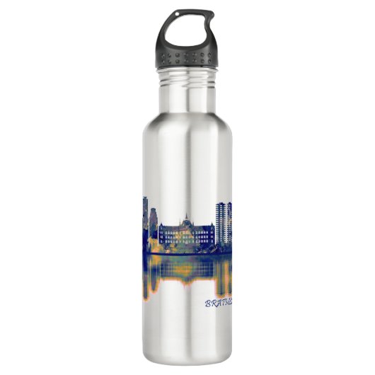 Bratislava Skyline Edelstahlflasche (Vorderseite)