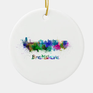 Bratislava skyline im Watercolor Keramikornament
