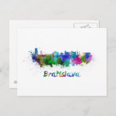 Bratislava skyline im Watercolor Postkarte (Vorne/Hinten)