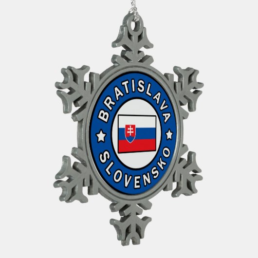 Bratislava Slovensko Schneeflocken Zinn-Ornament (Links)