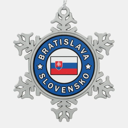 Bratislava Slovensko Schneeflocken Zinn-Ornament (Vorderseite)