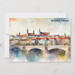 Bratislava Slowakei Aquarellmalerei Panorama  Einladung