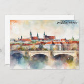 Bratislava Slowakei Aquarellmalerei Panorama Einladung (Vorne/Hinten)
