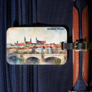 Bratislava Slowakei Aquarellmalerei Panorama Gepäckanhänger