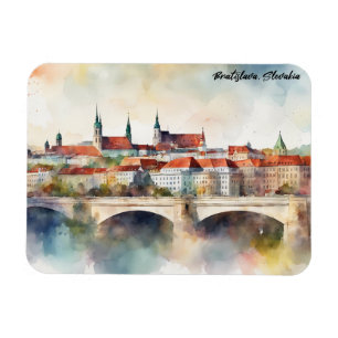 Bratislava Slowakei Aquarellmalerei Panorama  Magnet