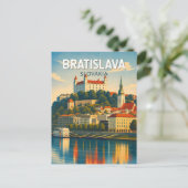 Bratislava Slowakei Illustration Reise Kunst Retro Postkarte (Stehend Vorderseite)