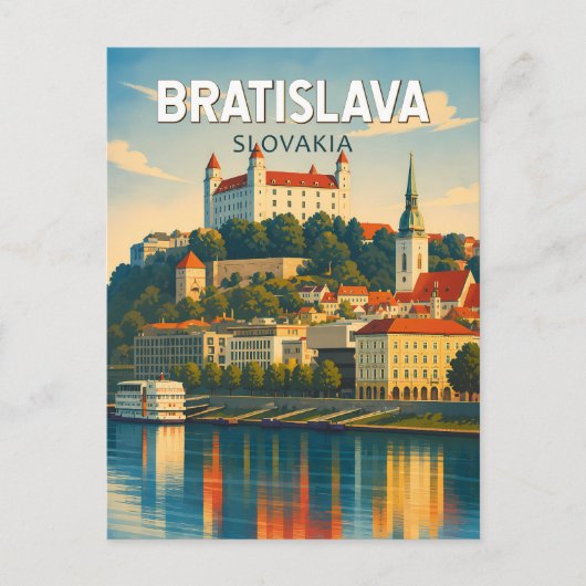 Bratislava Slowakei Illustration Reise Kunst Retro Postkarte (Vorderseite)