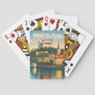 Bratislava Slowakei Illustration Reise Kunst Retro Spielkarten