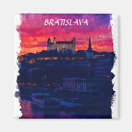 Bratislava Slowakei Night City View Magnet (Vorne)