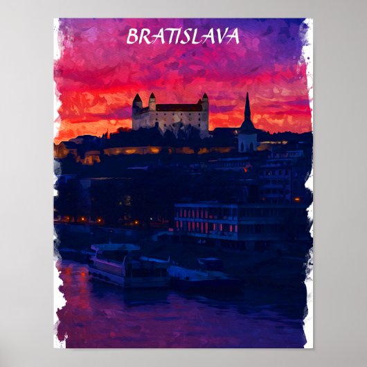 Bratislava Slowakei Night City View Poster (Vorne)
