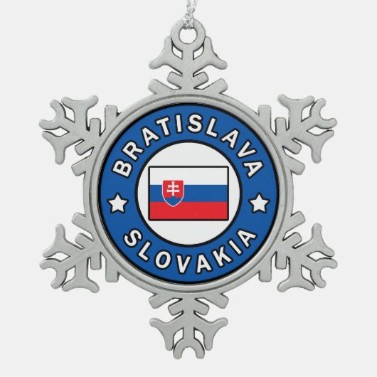 Bratislava Slowakei Schneeflocken Zinn-Ornament (Vorderseite)