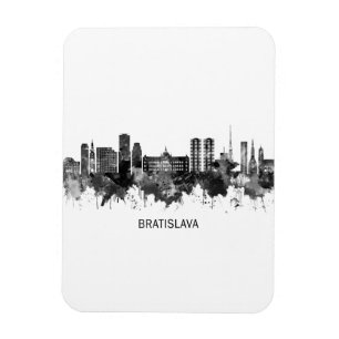 Bratislava Slowakei Skyline BW Magnet