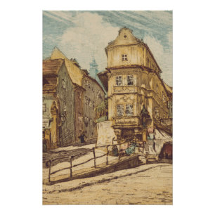 Bratislava von Richard Lux farbige Radierung Poster
