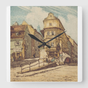 Bratislava von Richard Lux Jahrhundert Farbige Rad Quadratische Wanduhr