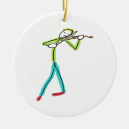 Bratschespielender Stockmann Keramik Ornament