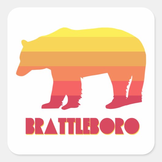 Brattleboro Vermont Rainbow Bear Quadratischer Aufkleber (Vorderseite)