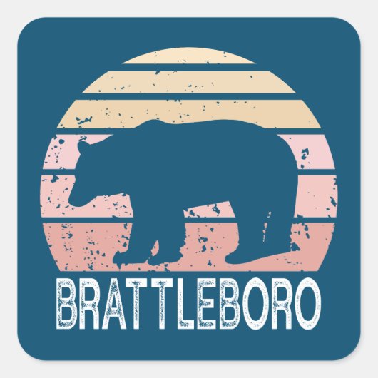 Brattleboro Vermont Retro Bär Quadratischer Aufkleber (Vorderseite)