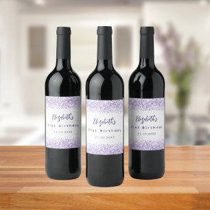 Bratviolett-Konfetti Party Weinetikett