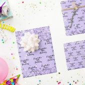 Bratviolett-Lavendel-Glitzer Staubname Geschenkpapier Set