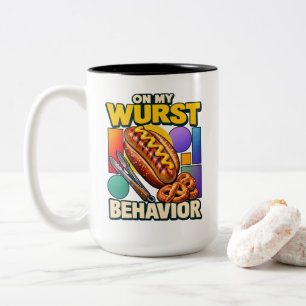 Bratwurst auf meinem Wurst-Verhalten Grill Meister Zweifarbige Tasse