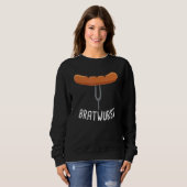 Bratwurstwurst auf Gabel deutsche Wurst Sweatshirt (Vorne ganz)