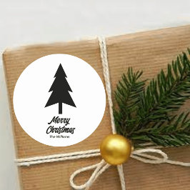 Brauch Familienname Frohe Weihnachten Schwarz-weiß Runder Aufkleber